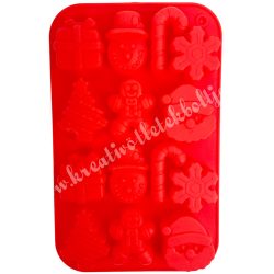 Szilikon öntőforma, karácsonyi minták, 13x20 cm