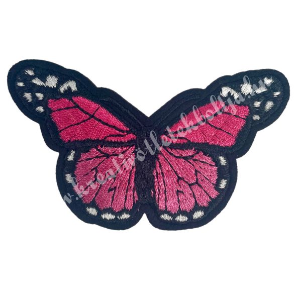 Vasalható matrica, pillangó, pink, 7,5x4,5 cm