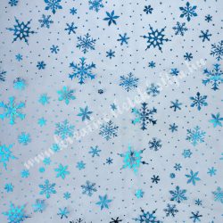 Hópelyhes tüll, kék, 150 cm