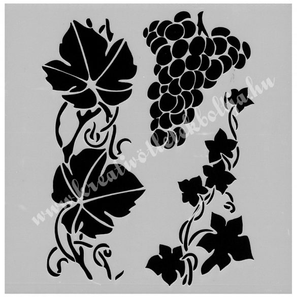 Stencil 271., szőlő és szőlőlevelek, 13 cm