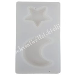   Szilikon öntőforma műgyantához, hold és csillag, 3,5x7,5 cm