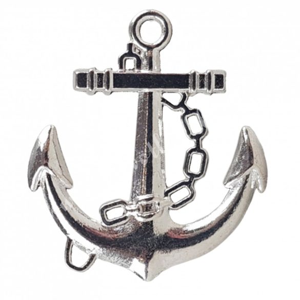 Fémmedál, horgony, ezüst, 2,7x3 cm