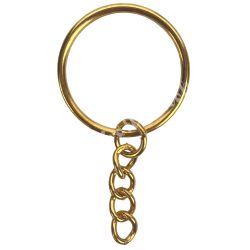 Kulcstartó alap, arany, láncos, 2,5 cm