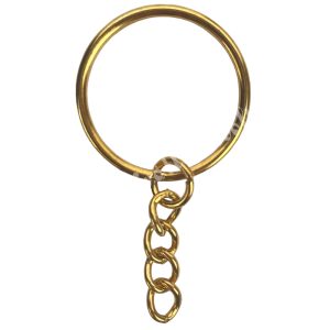 Kulcstartó alap, arany, láncos, 2,5 cm