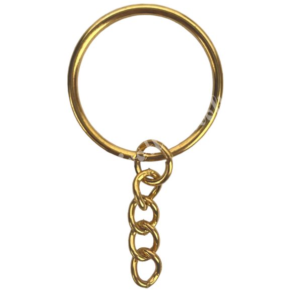 Kulcstartó alap, arany, láncos, 2,5 cm