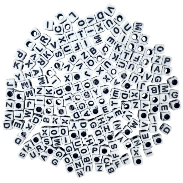 Betűgyöngy, 0,6 cm, kb. 215 db/csomag
