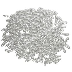 Műanyag tekla, rizsszem, fehér, 8x4 mm, 10 gramm/csomag