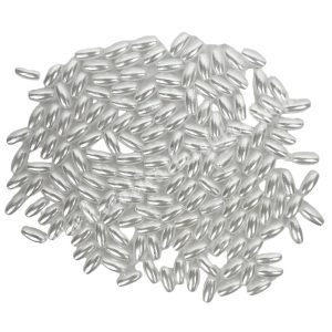 Műanyag tekla, rizsszem, fehér, 8x4 mm, 50 gramm/csomag
