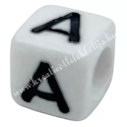 Műanyag betűgyöngy, fehér, 0,6 cm