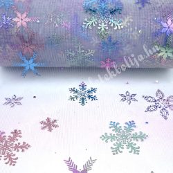 Hópelyhes tüll, ekrü, hologramos, 15 cm