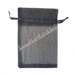 Organzatasak, fekete, 10x15 cm