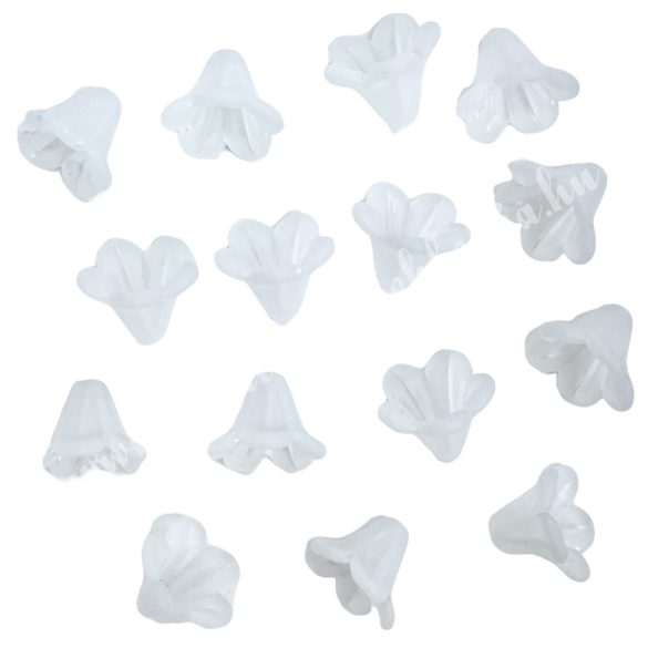 Műanyag harangvirág, opál fehér, 1,3x1 cm, 15 db/csomag