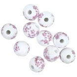 Porcelángyöngy, fehér-rózsaszín, 10 mm