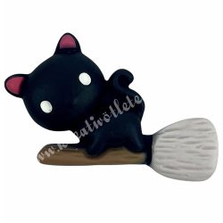 Ragasztható fekete macska seprűn, 3x2 cm