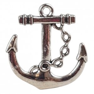 Fémmedál, horgony, platina, 2x2,5 cm