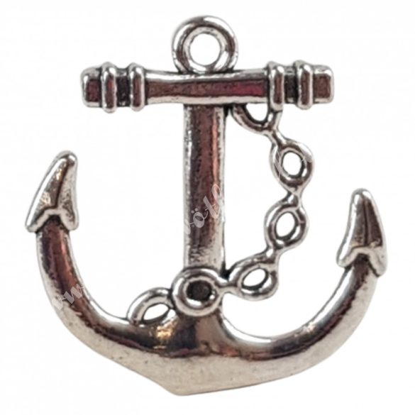 Fémmedál, horgony, platina, 2x2,5 cm