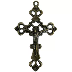 Fémmedál, kereszt, antikréz, 2,6x4,2 cm