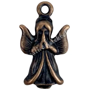Fémmedál, angyal, bronz, 1,3x2,2 cm