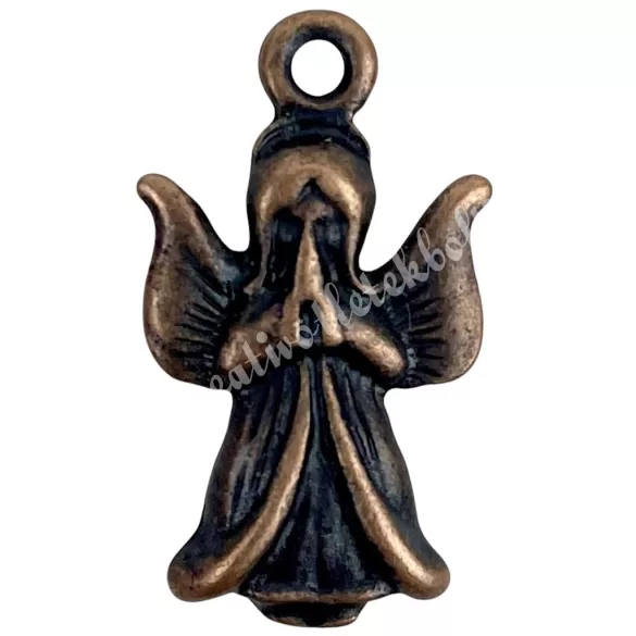 Fémmedál, angyal, bronz, 1,3x2,2 cm