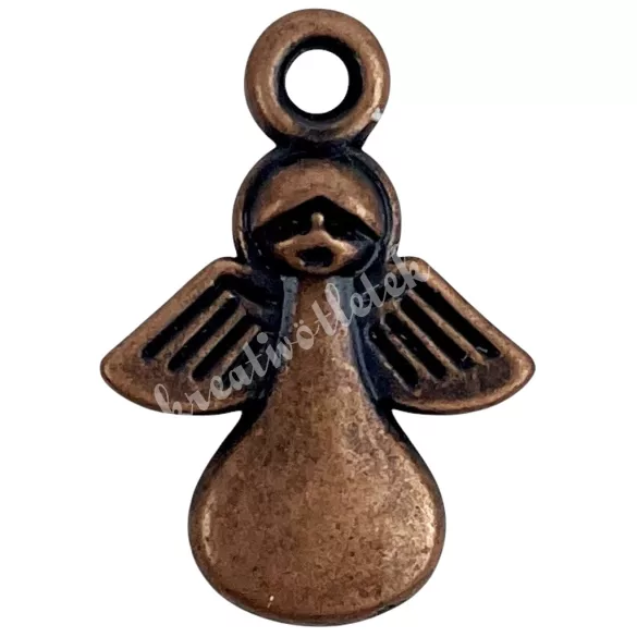 Fémmedál, angyal, bronz, 1,3x1,8 cm