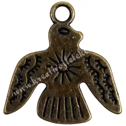 Fémmedál, madár, antikréz, 2,1x2,1 cm