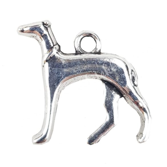 Fémmedál, agár, ezüst, 2x2 cm