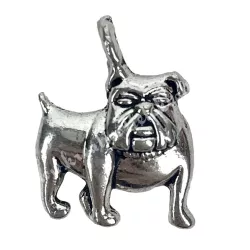 Fémmedál, bulldog, platina, 1,5x1,9 cm