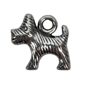 Fémmedál, foxterrier, platina, 1,5x1,4 cm