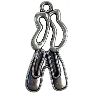 Fémmedál, balerina cipő, platina, 1,5x3 cm