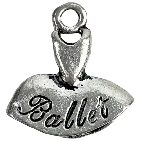 Fémmedál, balerina szoknya, platina, 1,5x1,5 cm