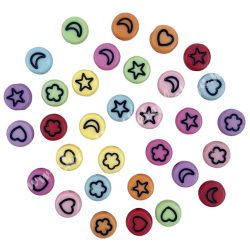 Műanyag gyöngy, többféle mintával, 0,7 cm