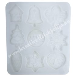Szilikon öntőforma, karácsonyi minták, 11,5x13 cm