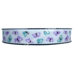 Pillangós ripszszalag, türkiz-lila, 15 mm