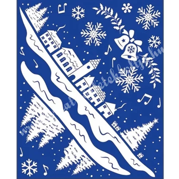 Ablakmatrica, téli falu, 30x42 cm