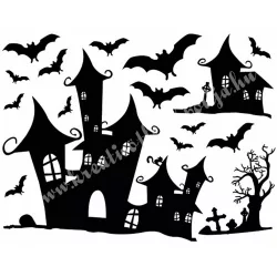 Ablakmatrica, halloween, fekete, 38x30 cm
