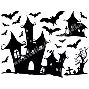 Ablakmatrica, halloween, fekete, 38x30 cm
