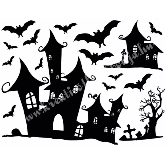 Ablakmatrica, halloween, fekete, 38x30 cm
