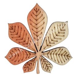 Ragasztható fa gesztenye levél, natúr-narancs, 3,5x4 cm