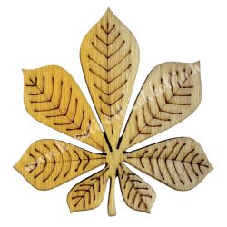 Ragasztható fa gesztenye levél, natúr-sárga, 3,5x4 cm