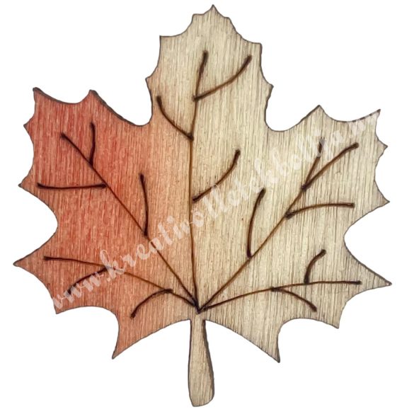 Ragasztható fa juharlevél, natúr-narancs, 3x3 cm