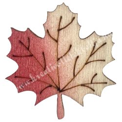 Ragasztható fa juharlevél, natúr-piros, 3x3 cm