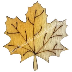 Ragasztható fa juharlevél, natúr-sárga, 3x3 cm