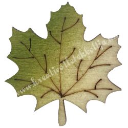 Ragasztható fa juharlevél, natúr-zöld, 3x3 cm
