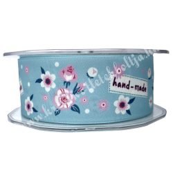 Polyester szalag, Hand-made, világoskék, 38 mm