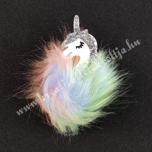 Pompon unikornis, lila-narancssárga-zöld