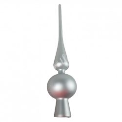 Karácsonyfa csúcsdísz, ezüst, matt, 5,5x25 cm