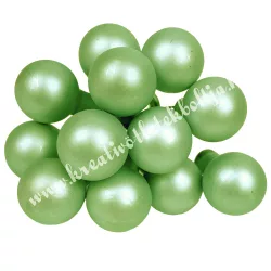   Betűzős üveggömb, pasztell zöld, matt, 1,5 cm, 12 db/csokor