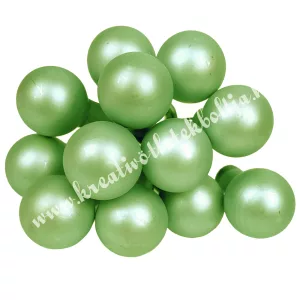 Betűzős üveggömb, pasztell zöld, matt, 1,5 cm, 12 db/csokor