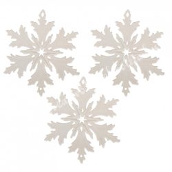   Akasztós hókristály, csillámos, fehér, 12 cm, 3 db/csomag