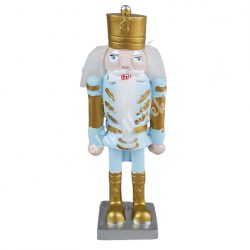   Polyresin diótörő katona, világoskék kabátban, 4,5x12,5 cm